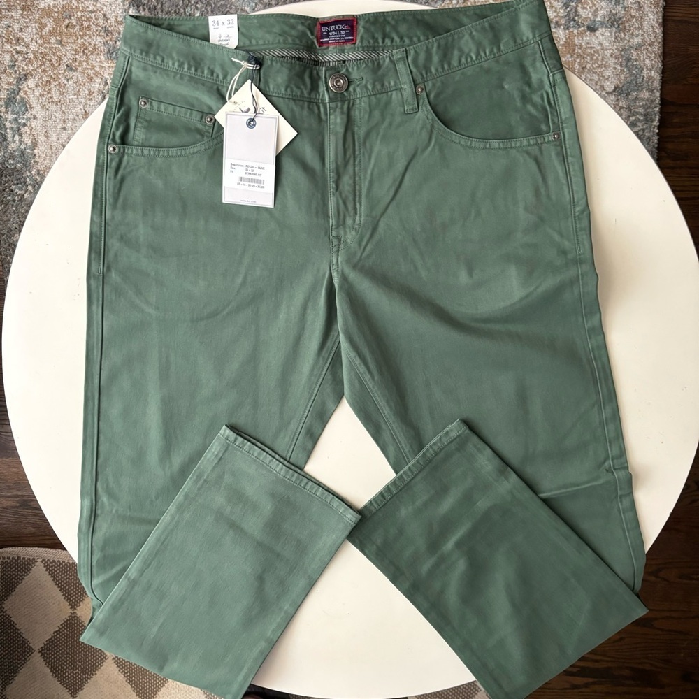 UNTUCKit Men’s Straight Fit 5-Pocket Pima Cotton Pant 34x32 Olive Green New